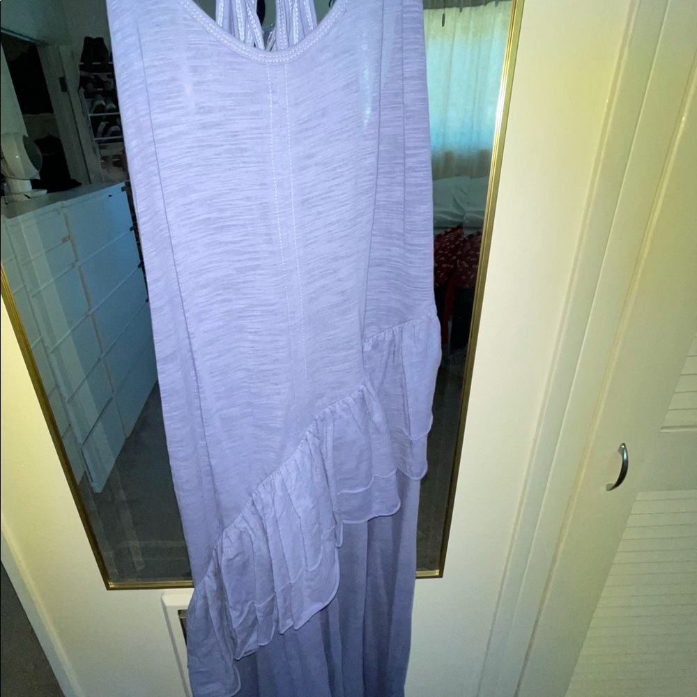 Blue Ruffle Midi Dress - Picture 4 of 5
